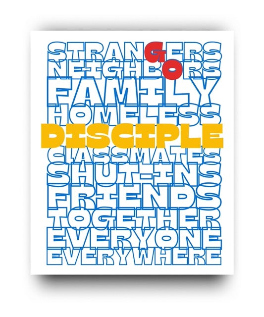 Poster with motivational text in various colors on a white background