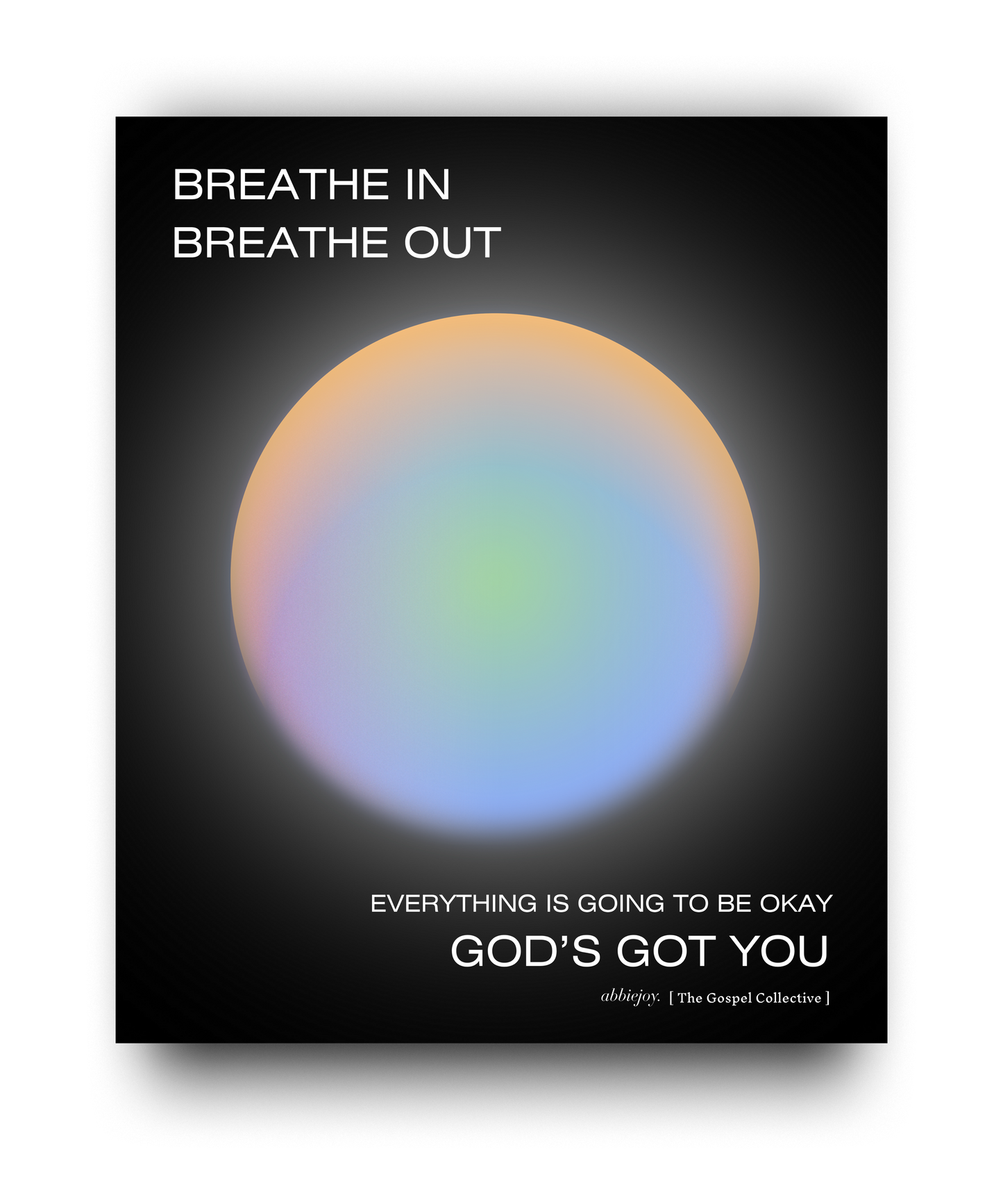Poster with a colorful circle design and motivational text on a black background