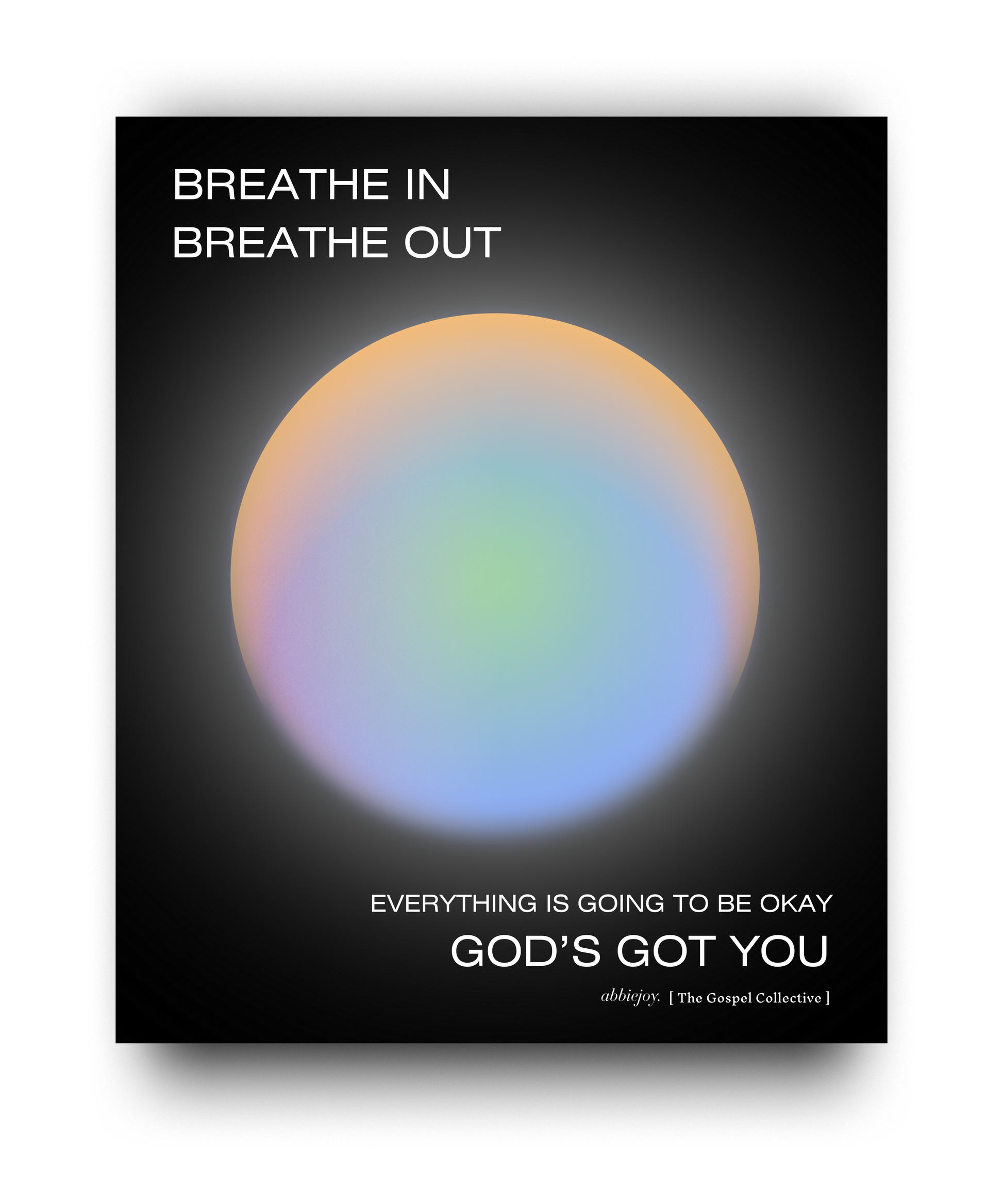 Poster with a colorful circle design and motivational text on a black background