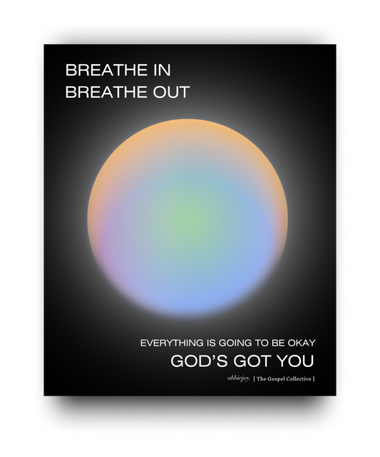 Poster with a colorful circle design and motivational text on a black background