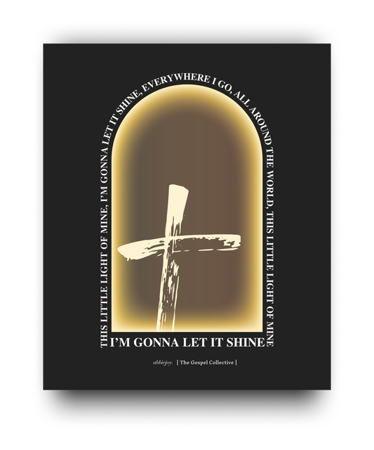 Poster with a cross design and text on a black background