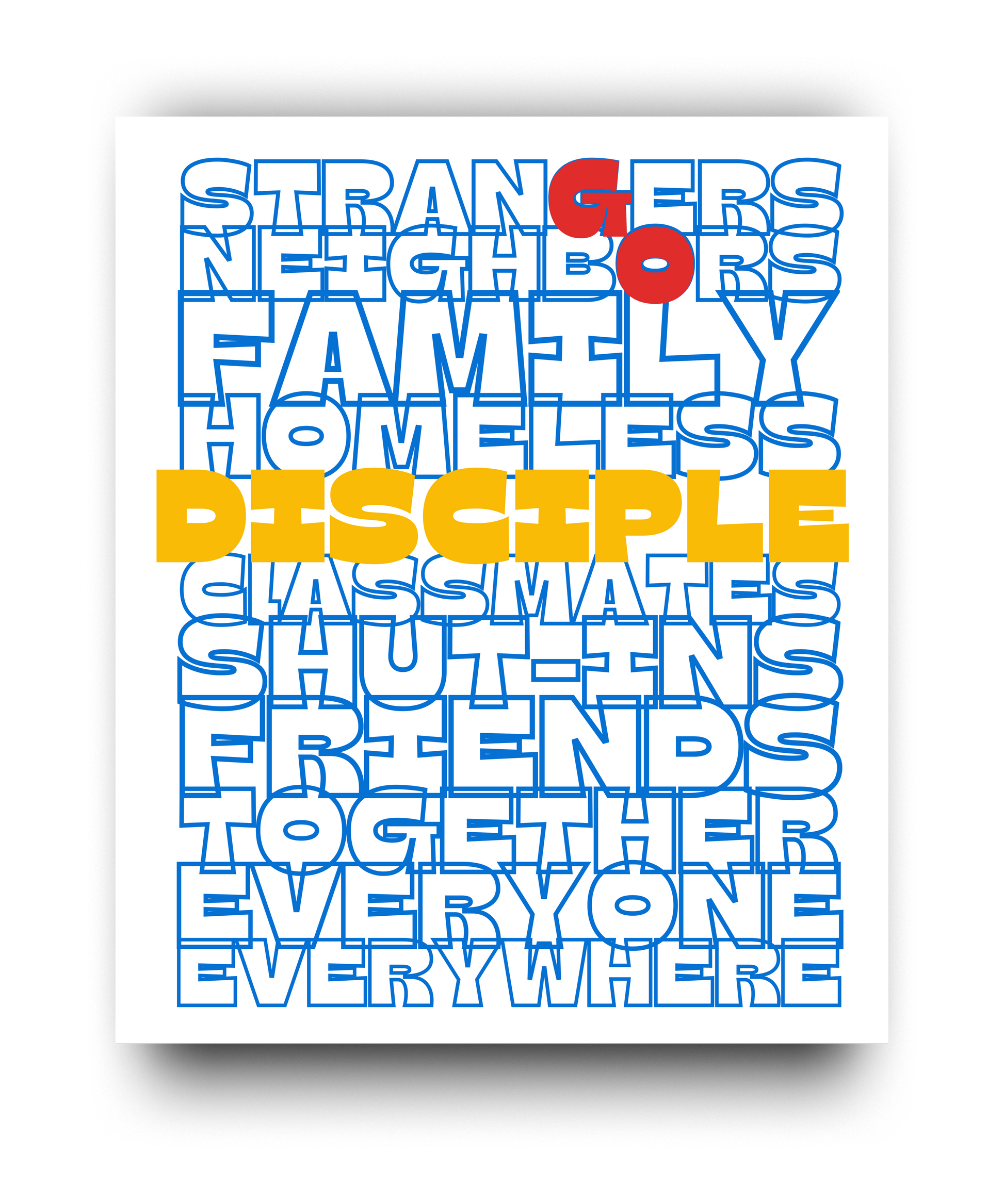 Motivational poster with text in various colors on a white background